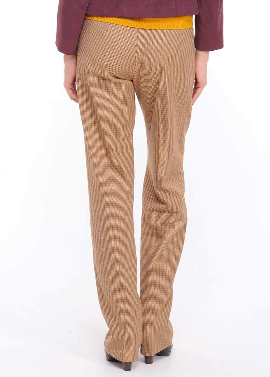 Pantalon droit à petits carreaux beige